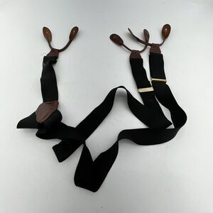 Vintage CAS West Germany Black Brown Leather Suspenders One Size